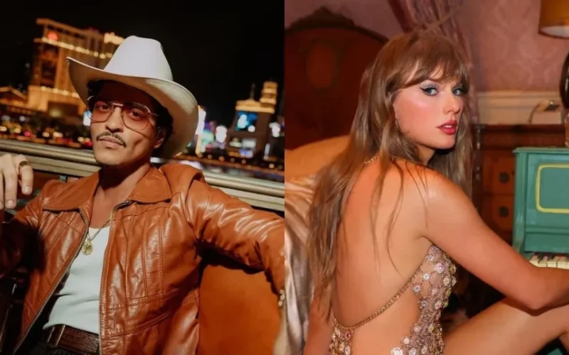 Bruno Mars desmente ter dado like em post que criticava Taylor Swift por falta de talento